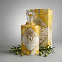 Luxe 500ml Super-flint fles decanter met aangepaste kleur logo doosverpakking, heldere likeur whisky brandewijn groothandel