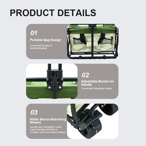 600Dオックスフォード生地製ポータブル多用途折りたたみキャンプワゴン（キャリーバッグとブレーキ付き） - Product Image 5