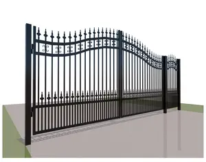 St. Petersburg Style dual swing driveway fence gate with 4ft Pedestrian Gate eco friendly Wrought Iron Main Gates