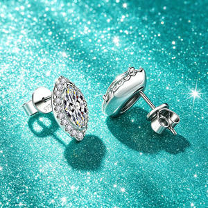 Factory Wholesale Shiny S925 Sterling Silver Marquise Cut D Color VVS1 0.5CT <b>Moissanite</b> Stud <b>Earrings</b> Rhodium Plated Trendy GRA - Product Image 6