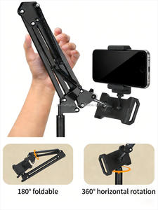 Floor Stand 360 <b>Rotation</b> Cantilever Adjustable Height Flexible Metal <b>Desk</b> Phone Tablet Stand - Product Image 3