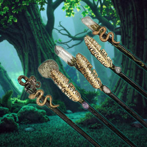 <span class=keywords><strong>Serpent</strong></span> d'Or et <span class=keywords><strong>Plume</strong></span> Magique Sceptre-Cristal Gravé Guérisseur d'Or Énergie Guérison Souvenir De Mariage - Product Image 4
