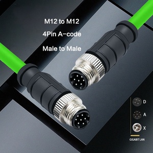IP67 M12 4pin D một mã hóa Cáp mạng Ethernet máy ảnh công nghiệp Cảm biến mở rộng cáp Thông tin liên lạc Nam Nữ Cáp - Product Image 4