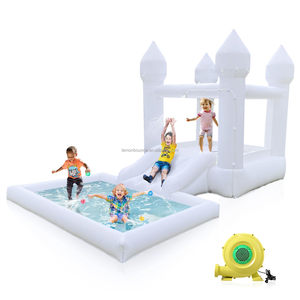 Château gonflable blanc pour l'intérieur et l'extérieur, idéal pour les fêtes privées et la location commerciale - Product Image 3