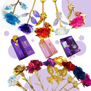 L06816 Cadeau pour la fête des mères Fleurs artificielles Or 24k Œillet artificiel doré 24k Or - Product Image 3