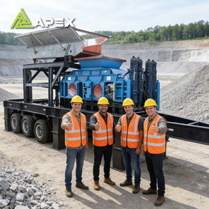 Concasseur à rouleaux hydraulique mobile facile à utiliser, à haute résistance, pour le concassage de roches et de sable, destiné à l'exploitation minière et à la construction - Product Image 1