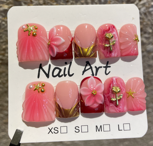 TSZS - <span class=keywords><strong>Uñas</strong></span> Postizas Acrílicas Reutilizables con Diseño de Flores 3D de <span class=keywords><strong>Verano</strong></span>, Estilo Dulce y Moderno, Forma de Pico de Pato, para Mujer - Product Image 2