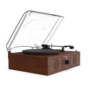 High End 3 Speed Built In Speaker Lp Case For Vinyl Lp Turntable Record Player Wooden Turntable