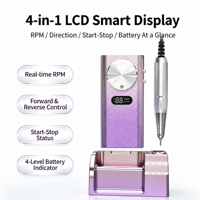 Polisseuse à ongles OEM ODM personnalisée, vente en gros, directement de l'usine, professionnelle, sans fil, 45000 tr/min, écran LCD