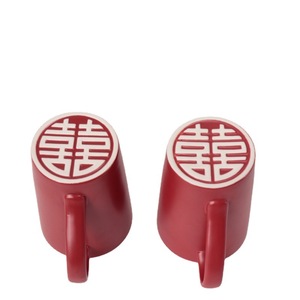 Juego de Tazas de Cerámica Doble Felicidad, Tazas de Café y Té Rojas para Parejas, Regalo de Boda - Product Image 5