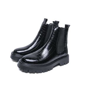Bottes Chelsea montantes cylindriques à plateforme pour hommes, nouvelle collection automne-hiver 2025, grande taille, motif écossais en PU, semelle extérieure en caoutchouc - Product Image 1