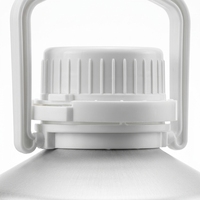 Bouteille en aluminium de qualité médicale de 2,6 L avec poignée, conteneur d'huile essentielle de 2600 ml, finition argent brossé
