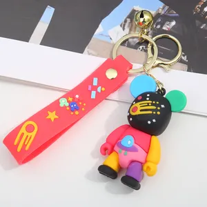 Violent Bear With Rope Custom 3d Anime Keychain Silicone Plastic Rubber Pvc Keychain Bag Accessories Key Holder Key Ring Gift
