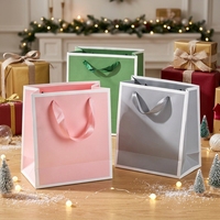 Sacs en papier souvenir GB38 avec bordure blanche et poignée en satin, emballage cadeau, sacs fourre-tout pour fêtes et friandises