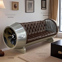Canapé en cuir véritable avec rivet en aluminium de style industriel Mobilier design personnalisé pour bar à whisky Maison Meubles en cuir véritable