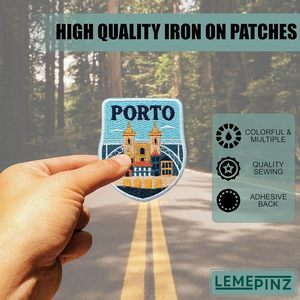 Patch brodé personnalisé Porto Portugal 3 pouces, thermocollant ou à coudre, applique en tissu pour voyage - Product Image 5
