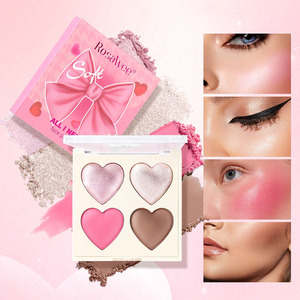 Paleta de maquillaje en polvo resaltador de 4 colores, paleta de resaltador brillante, maquillaje iluminador facial de alto pigmento, regalo Ideal - Product Image 1