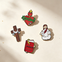 Pins Metálicos al por Mayor, Pins Esmaltados Religiosos Cristianos, Cruz de Jesús, Sagrado Corazón, Biblia, Set de Broches Metálicos