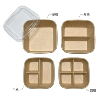 Boîte à sushi jetable en pulpe de canne à sucre, plastique PET PP, compartiment double couche, personnalisée, étanche, résistante à l'huile, boîte d'emballage alimentaire