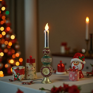 Đèn cầy trang trí Giáng sinh Redeco Elegant bằng nhựa resin, màu đỏ xanh vàng, phát sáng, làm quà tặng trang trí ngày lễ - Product Image 6