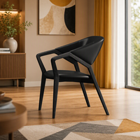 Fauteuil minimaliste en bois massif de frêne, design italien moderne MULIGNA, dossier incurvé, ergonomique, respectueux de l'environnement, chaise de salle à manger pour la maison
