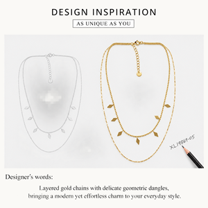 Layered Geometric Necklace <b>Gold</b> 14K <b>Gold</b> Vacuum Plated Stainless Steel - Product Image 2