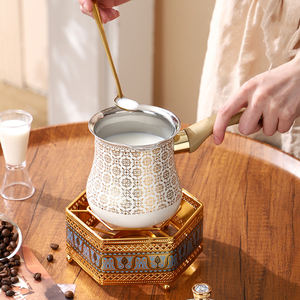 หม้อกาแฟตุรกีสแตนเลสพร้อมด้ามจับยาวและฝาปิด หม้ออุ่นเนย กาต้มน้ำสำหรับชงชา ช็อคโกแลต นม ถ้วยเนย - Product Image 6