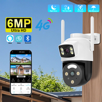 Caméra de sécurité PTZ 4G intelligente sans fil à double objectif avec suivi humain, double source lumineuse, fente SD et prise en charge de la carte SIM, 6MP