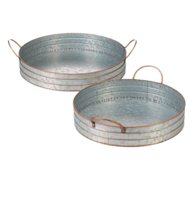 Plateau de service galvanisé Forme arrondie Classique Vintage Grossiste Plateau de service galvanisé Plateau de table en métal de ferme - Product Image 2