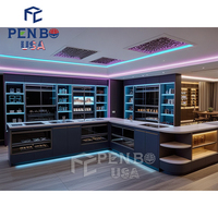 Vitrines d'exposition en verre LED PENBO personnalisées, modernes, pour magasins de CBD, écologiques, recyclables, durables, faciles à nettoyer