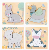 Puzzle 3D en bois personnalisable, 50 pièces, jouets éducatifs précoces sur le thème des animaux, puzzles en bois pour les tout-petits, les enfants, les filles et les garçons