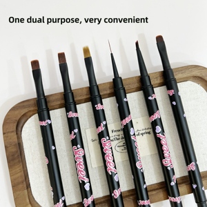 Double Head Nail Art Brush One Pen Dual Purpose Metal Pen Holder Custom Logo Professional Salon Manicure Brush <b>Set</b> - Product Image 4