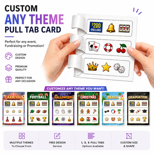 Billets à gratter à thème personnalisé avec logo, trois fenêtres, languette facile à déchirer, carte de jeu à gagner instantanément, carte à ouvrir - Product Image 5