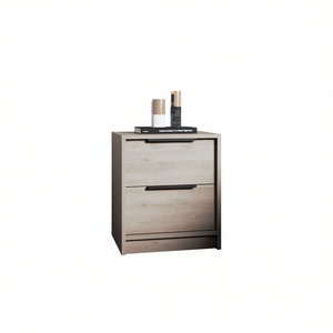 Mesita de noche Cannon gris claro con 2 cajones, muebles modernos de madera para dormitorio - Product Image 1