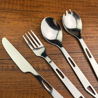 Accessoires de camping, gadgets utiles, ouvre-bouteille en argent, cuillère en acier inoxydable, fourchette, ensemble de couverts, toutes saisons