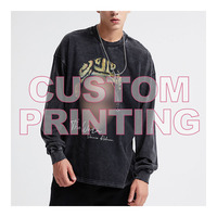 Avec un bon service T-shirts à manches longues en coton pour hommes Lavage à l'acide T-shirt imprimé numérique personnalisé pour hommes Hip Hop