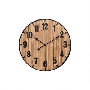 Round Wooden <b>Wall</b> <b>Clock</b> Silent Quartz Analog Hanging <b>Clock</b> Arabic Numerals Natural Wood Home <b>Decor</b> - Product Image 4