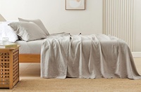 Lot de 4 draps plats 100 % lin français, unis, rafraîchissants, non tissés, pliables, antistatiques, doux, 104 fils, couleur personnalisée, lavage à la main