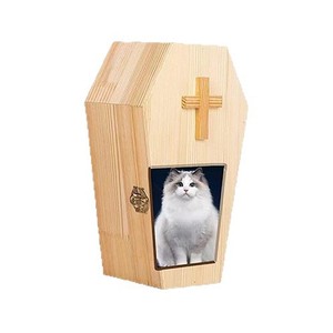 Caja de madera con forma de ataúd para recuerdo de la <span class=keywords><strong>muerte</strong></span> de <span class=keywords><strong>un</strong></span> mascota, caja para cenizas de mascotas, caja de almacenamiento de suministros - Product Image 2