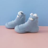 Chaussures chaussettes en coton pour bébé et tout-petit, motif animal de dessin animé, à enfiler, respirantes, légères, semelle antidérapante en TPR pour la marche, 0-3,5 ans