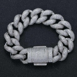 Bracelet gourmette de luxe entièrement serti de moissanite en argent sterling 925, style rappeur, bijou unisexe - Product Image 1