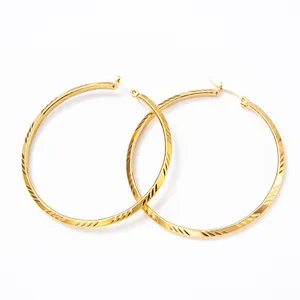 Gold Earrings Stainless Steel Gold Big Round Hoop Earrings Vintage Temperament Fine Jewelry Women Creole Hoop Earrings