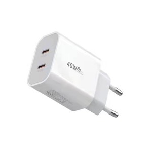 Cargador Rápido PD de 40W con Doble Puerto y Enchufe Europeo Tipo C para Teléfonos Móviles Apple, Carga de Alta Velocidad - Product Image 1