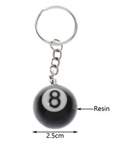 Mini porte-clés boule magique tendance de 2,5 cm, simulation de boule 8 en résine avec thème anime ou dessin animé en métal, cadeau - Product Image 2