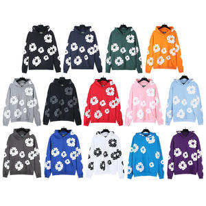 Felpa con Cappuccio 100% Cotone con Motivo Floreale in Schiuma, Ecologica, Antivento, Casual, Vestibilità Ampia, Manica Lunga, Unisex - Product Image 3