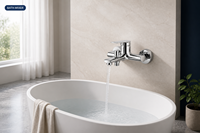 Robinet de bain mural en chrome poli avec mitigeur monocommande et inverseur pour eau chaude et froide