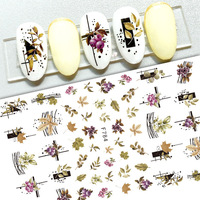 F782-F786  Stiker Kuku 3D Seri F Perekat Sendiri Motif Bunga dan Daun