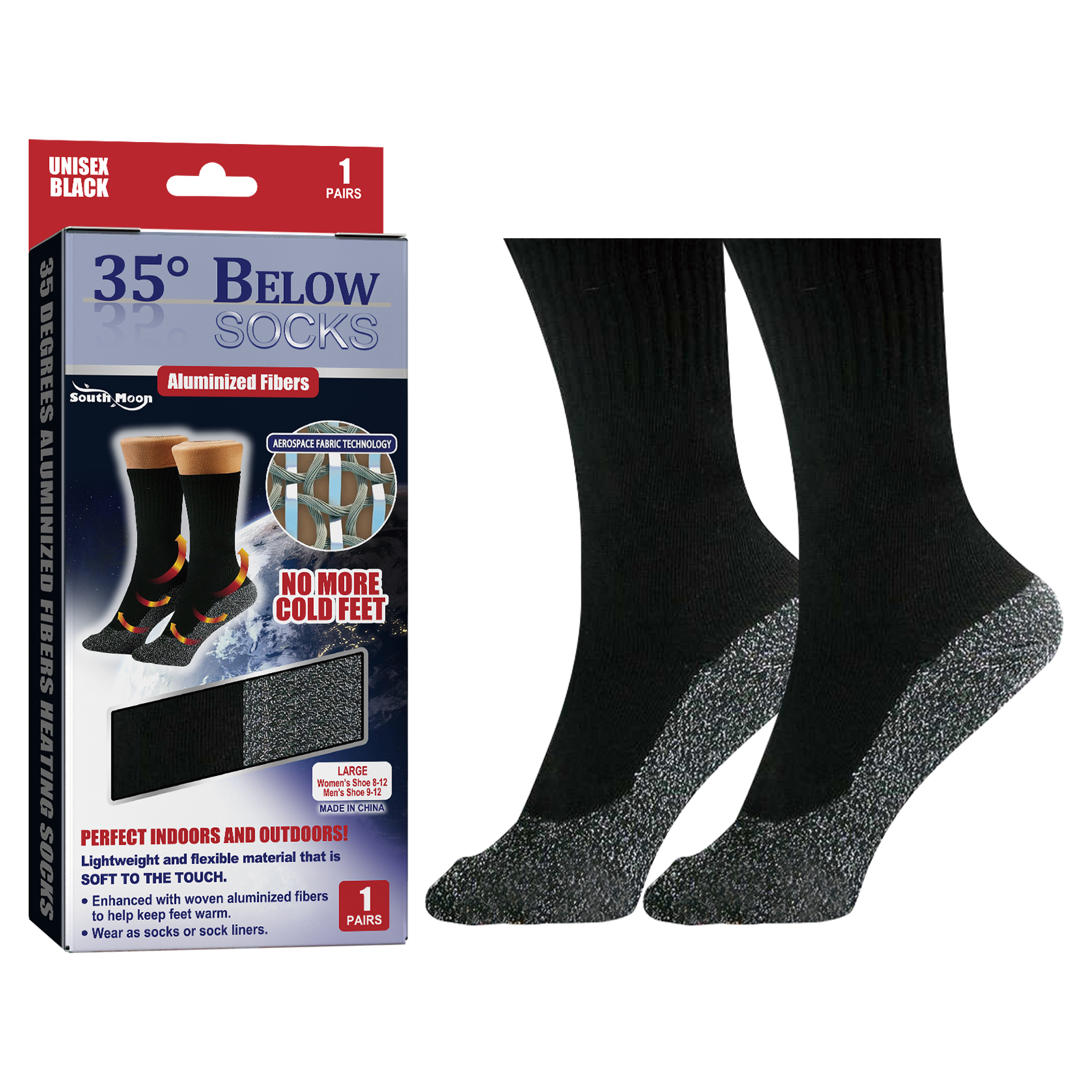 South Moon 35 Degrees Aluminized Fibers Thermal Equipment Comfortable Warm Foot Cold Protection Socks Constant Temperature Vein
