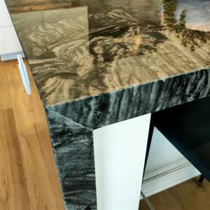 Granito Naturale Argento Nero Ondulato con Venature Bianche, Pietra Pre-Tagliata e Lucidata per Bordi a Cascata, Top per <span class=keywords><strong>Cucina</strong></span> - Product Image 3