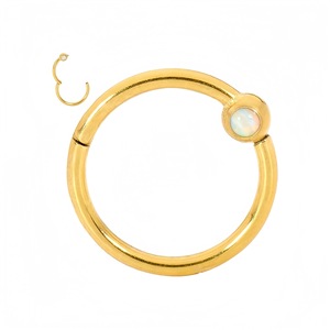 Anneau de nez en acier inoxydable avec serti à billes, bijou de piercing rond et tendance - Product Image 1